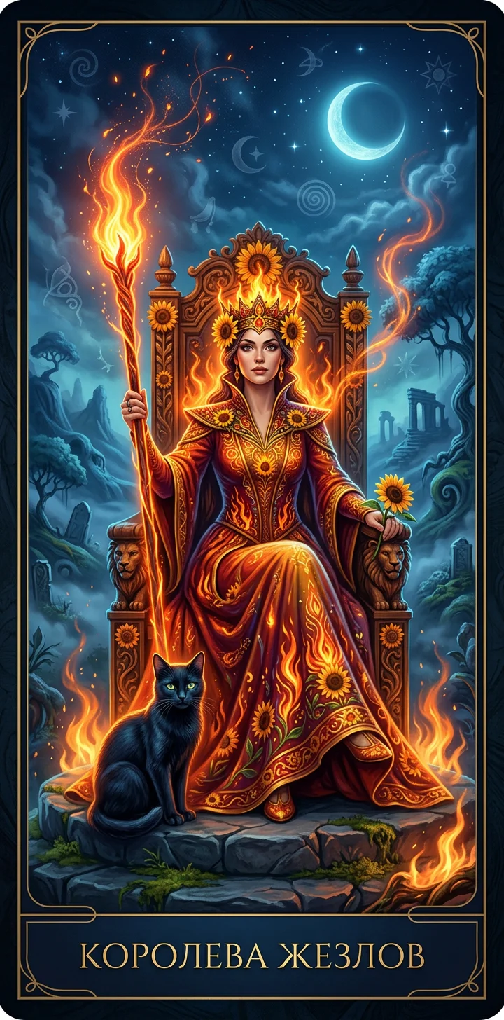 Королева Жезлов — карта Таро